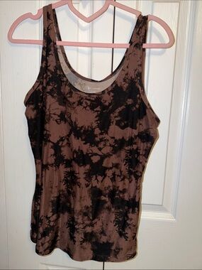 NOBO Brown and Black Tie-Dye Scoop Neck Tank